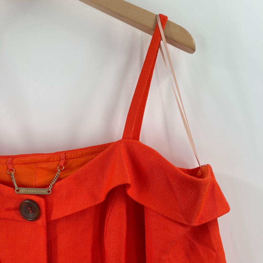 TRINA TURK Laine Jacket Top Size 6 NWT Button Down Cold Shoulder Orange - Picture 10 of 16
